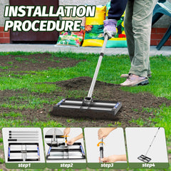 JouZYA assembled rake with handle for scale showing adjustable reach benefit