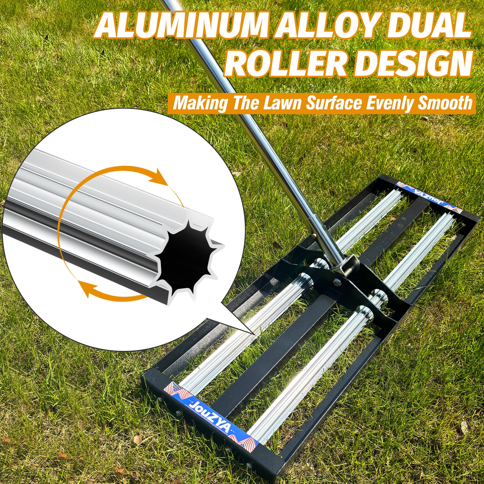 JouZYA handle connector detail showing tool-free assembly and quick setup benefit
