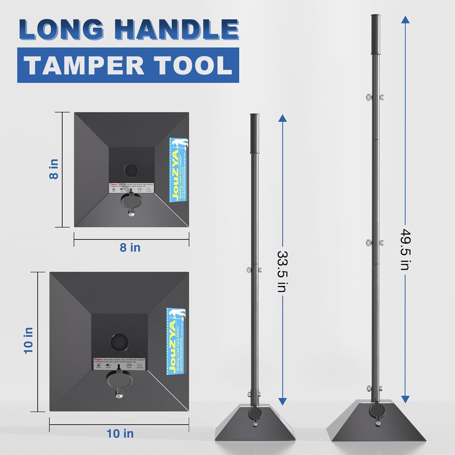 JouZYA rubberized ergonomic handle and 49-inch steel shaft reducing user fatigue