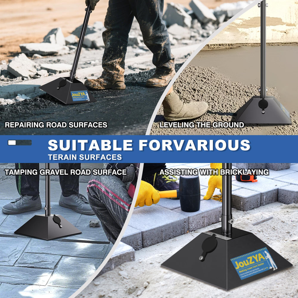 JouZYA tamper compacting pavers to create a level surface and faster installation