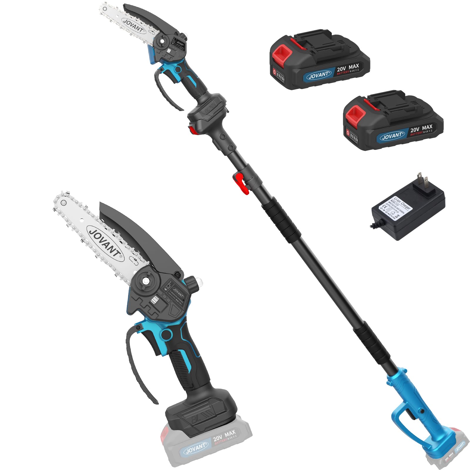jovant front angle pole saw showing compact design and easy grip for control