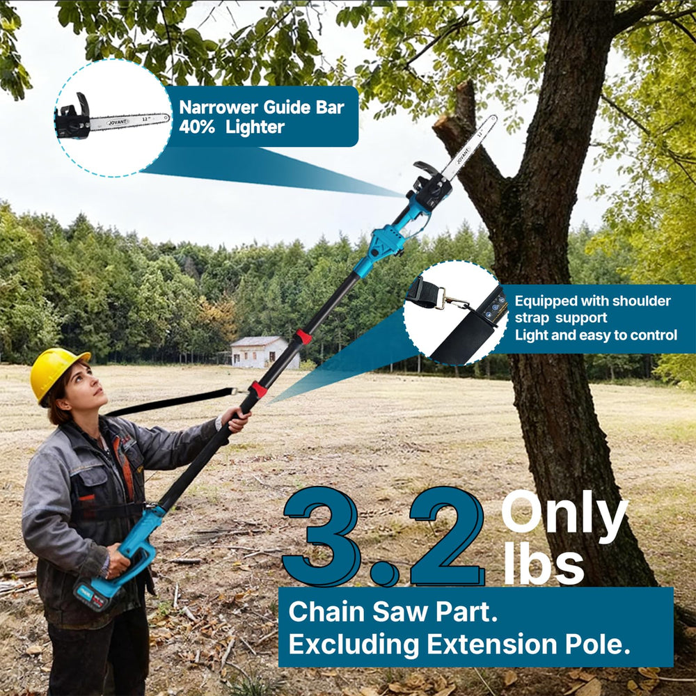 jovant mini chainsaw handheld use showing maneuverability for ground tasks