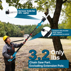 jovant mini chainsaw handheld use showing maneuverability for ground tasks