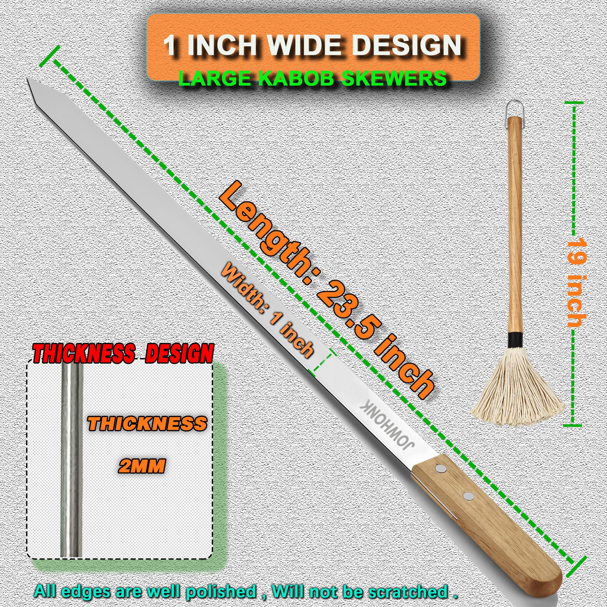 JOWHONK close-up of flat stainless blade highlighting smooth non-stick finish