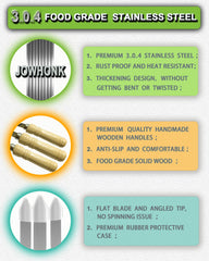 JOWHONK flat blade profile close-up prevents rolling and holds food securely