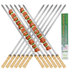JOWHONK front view of 12 long skewers showing durable set and packaging