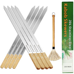 JOWHONK front view of skewer set showing length and handles for party grilling