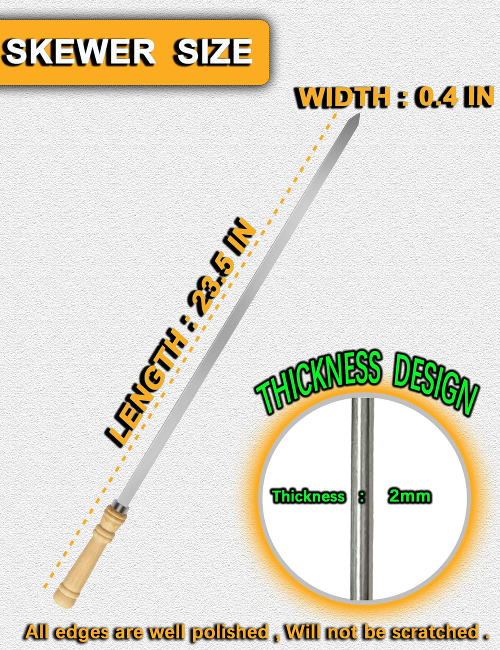 JOWHONK close-up of wooden handle offering secure burn protection and grip