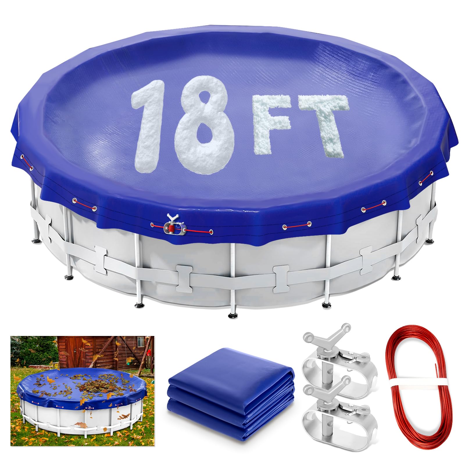 Jowlawn front packaging showing 18 ft round cover and kit benefits