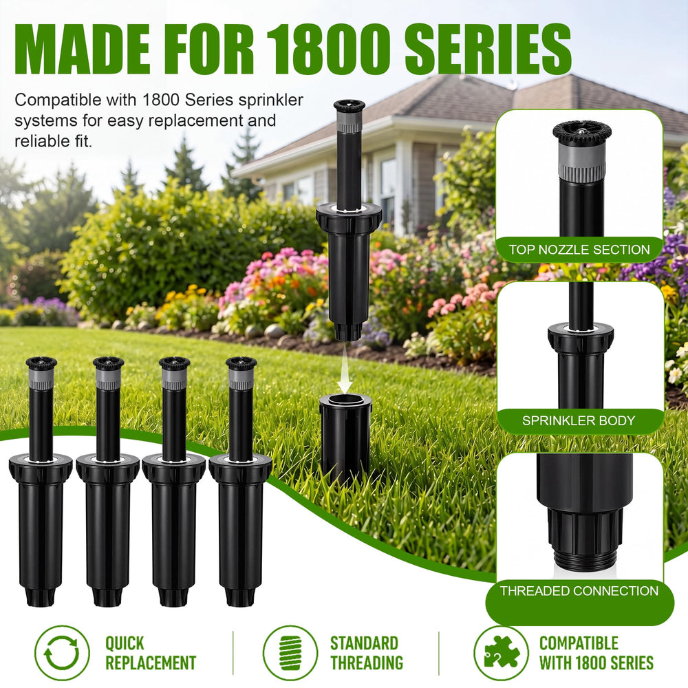 Jowwcen sprinkler spraying on lawn showing adjustable radius watering benefit