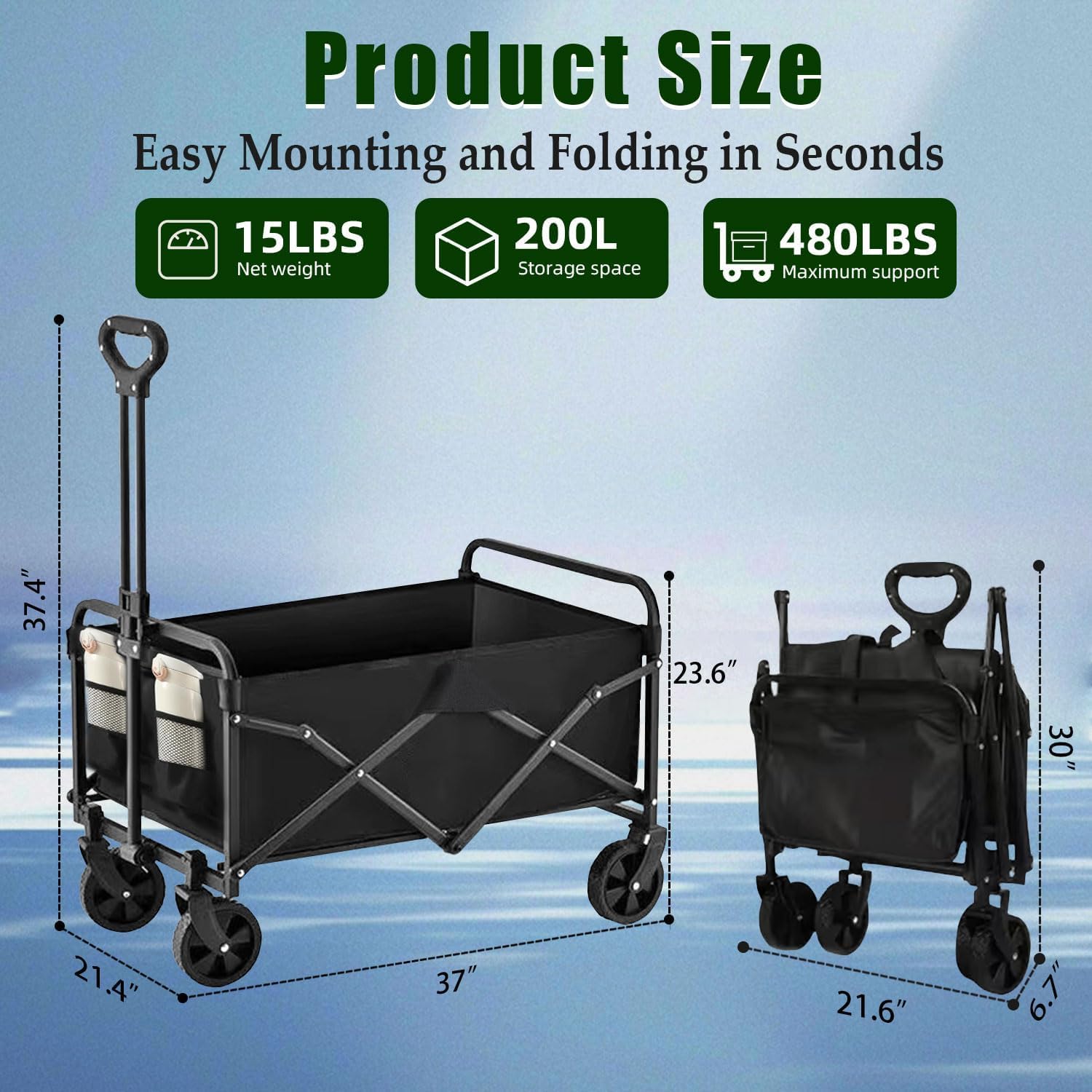 Joxir folded compact storage demonstrating easy stowing and trunk-ready convenience