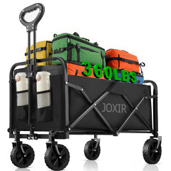 Joxir wagon front view showing roomy 120L cargo and sturdy frame benefit