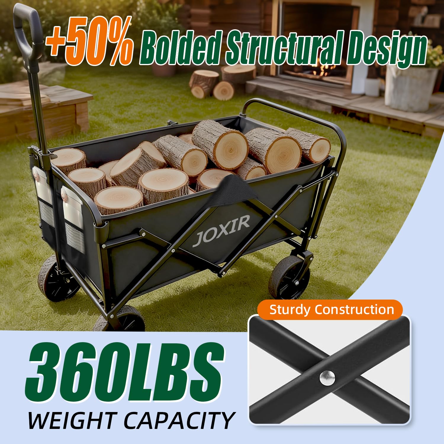 Joxir wagon adjustable handle angle demonstration for comfortable pulling