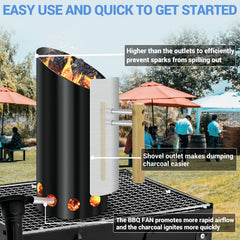 Joyagrill 5V BBQ fan and control plug delivering stronger airflow to speed lighting