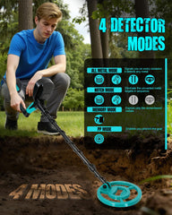 JOYAIRE metal detector assembled side view showing adjustable shaft for comfortable use