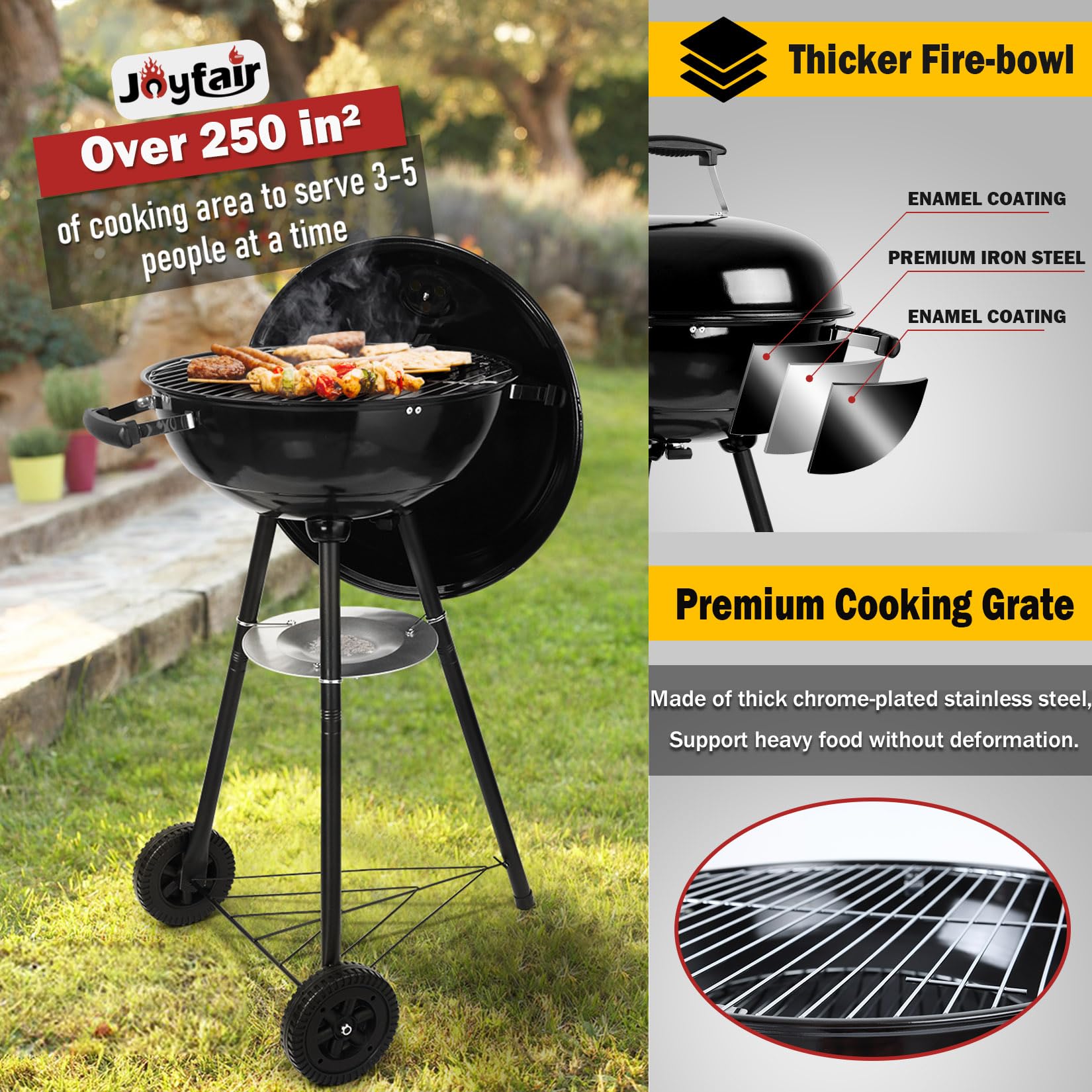 Joyfair ash tray and vent controls visible for easy cleanup and airflow management