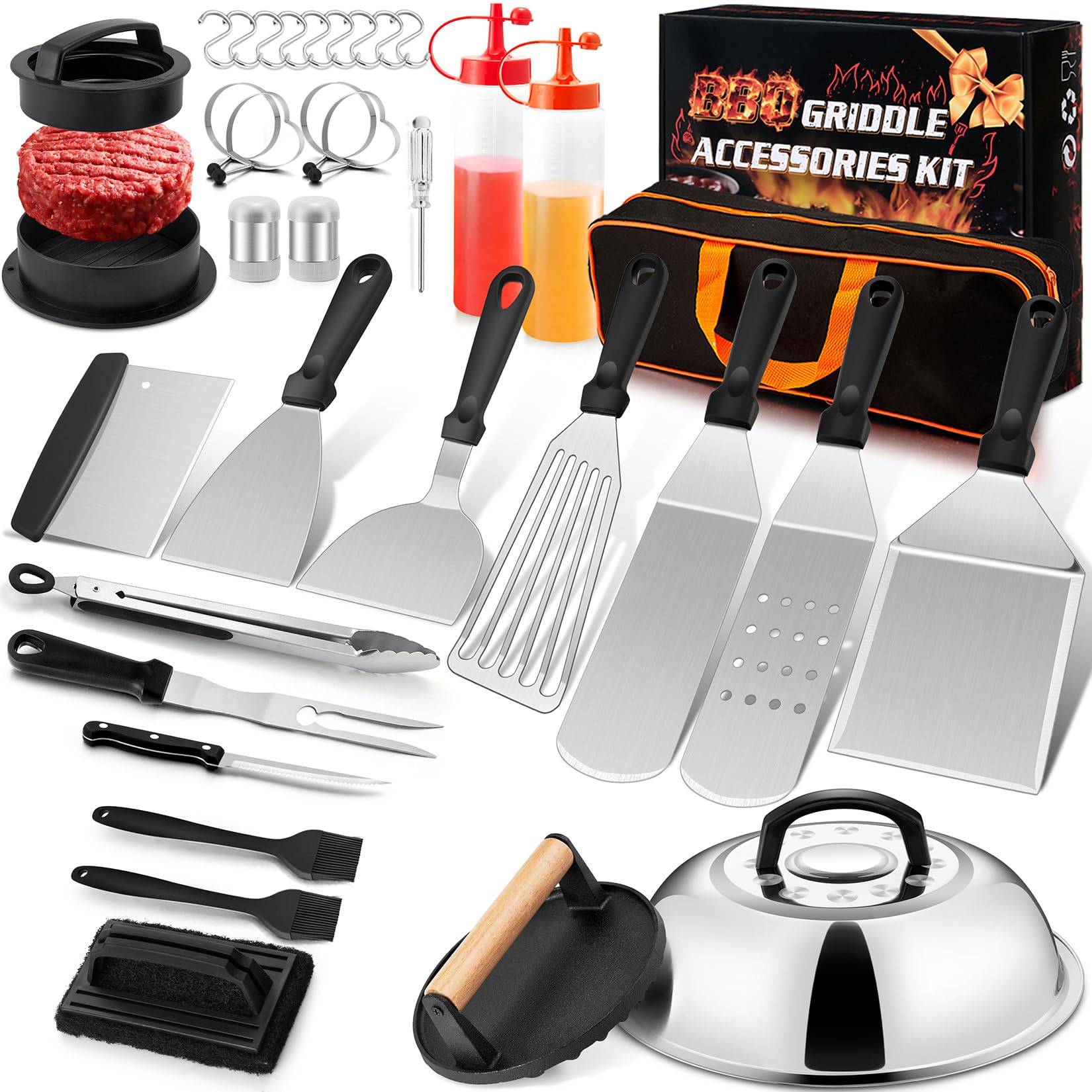 Joyfair front packaging showing complete 35-piece griddle kit and organized layout