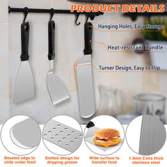 Joyfair close-up of long griddle spatula blade and handle offering solid flipping control