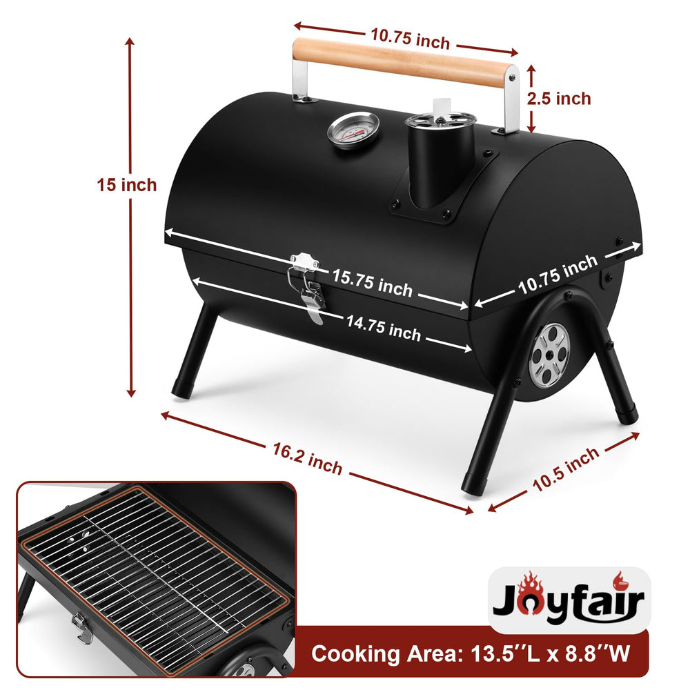 Joyfair grill packed in car trunk showing easy transport for camping benefit