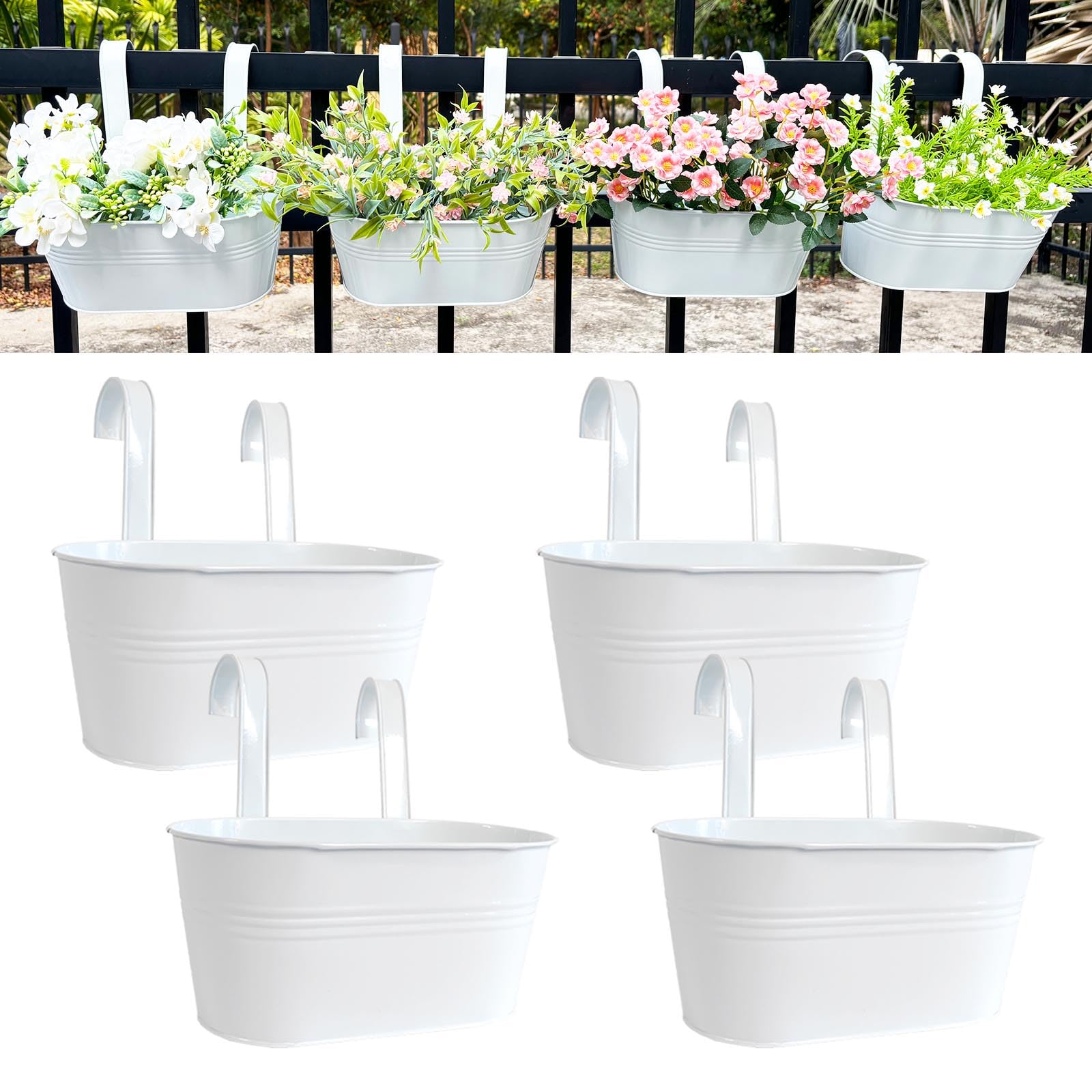 Joyfernal front view of white oval planter showing clean design and space saving benefit