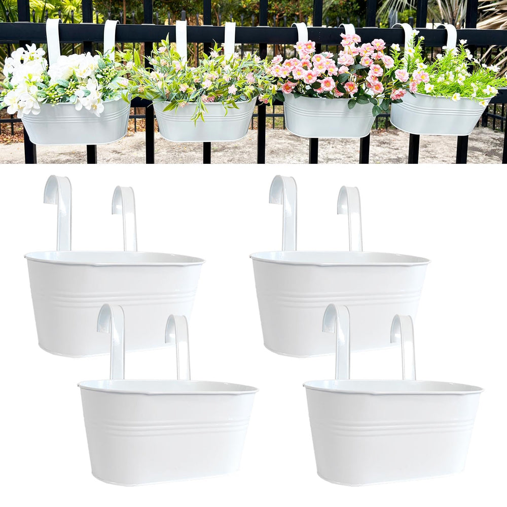 Joyfernal front view of white oval planter showing clean design and space saving benefit
