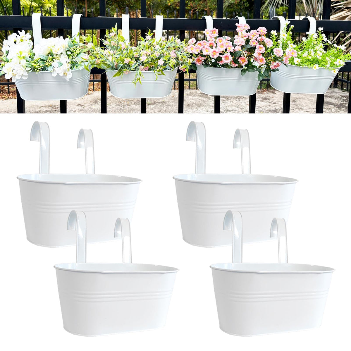 Joyfernal front view of white oval planter showing clean design and space saving benefit