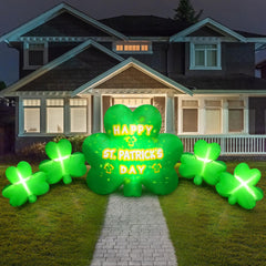 Joyfizzle front view showing full 10.5ft shamrocks and instant curb appeal