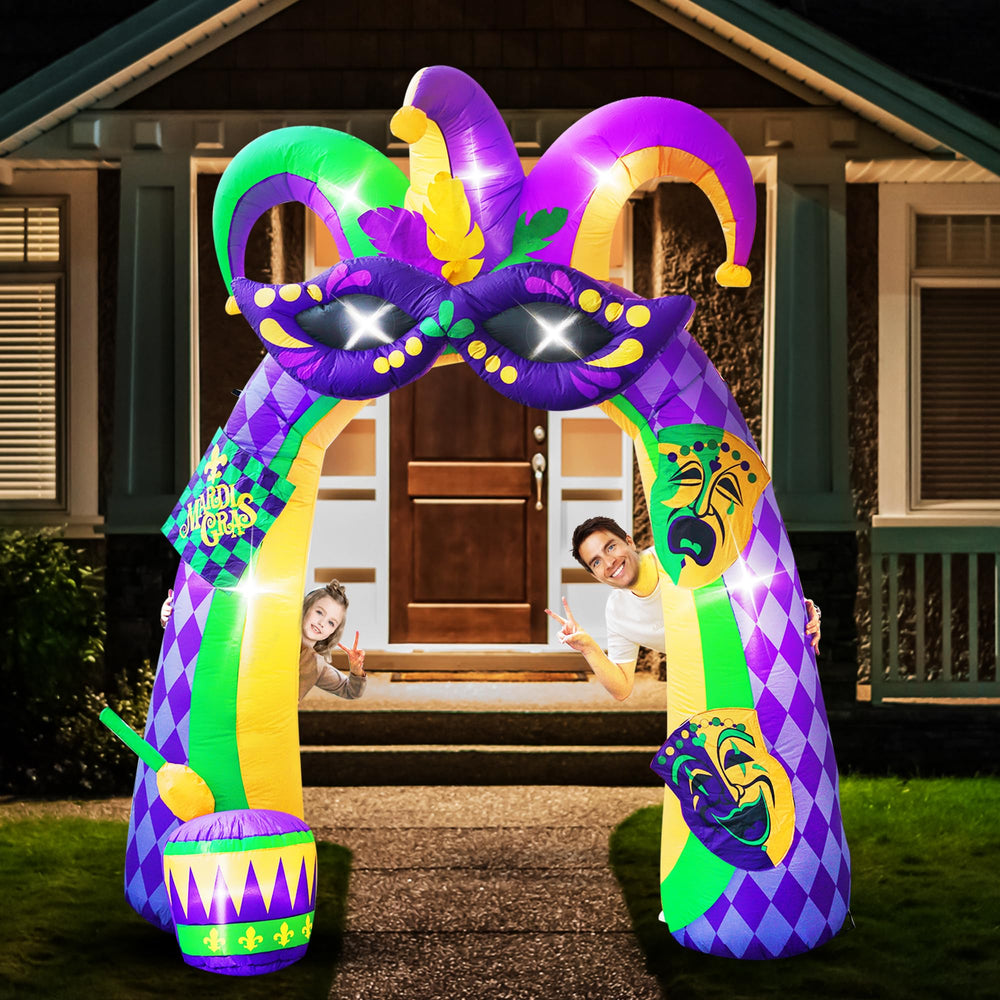 Joyfizzle archway staged in garden creating a party entrance and photo spot