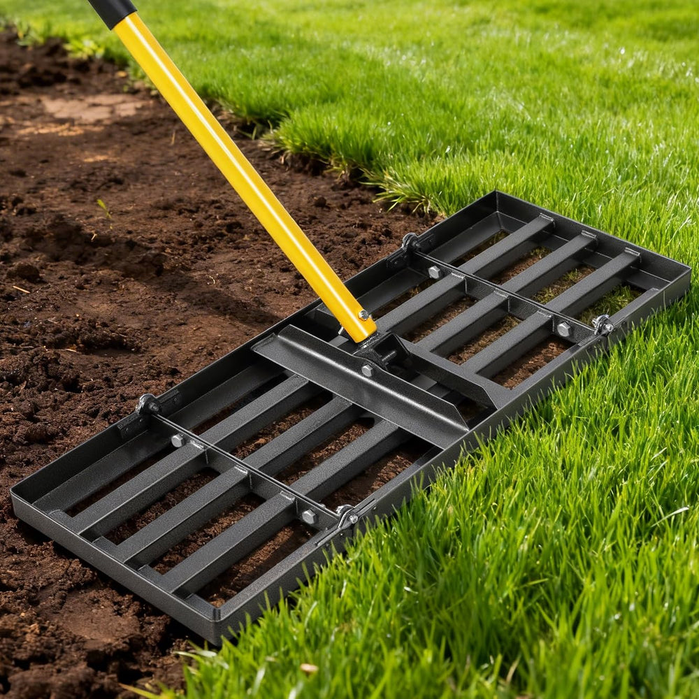 joyhalo front view of 30in lawn leveling rake showing durable head and handle for efficient leveling