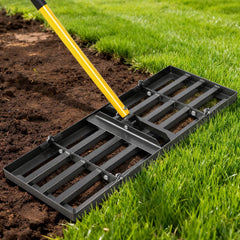 joyhalo front view of 30in lawn leveling rake showing durable head and handle for efficient leveling