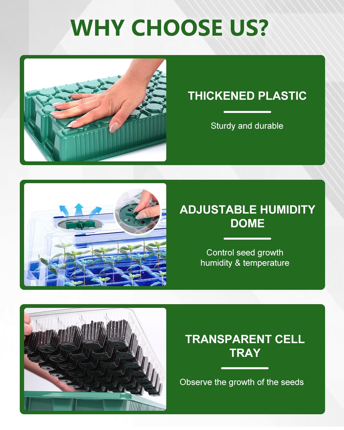 joyhalo clear 40-cell tray showing drainage holes and reusable design