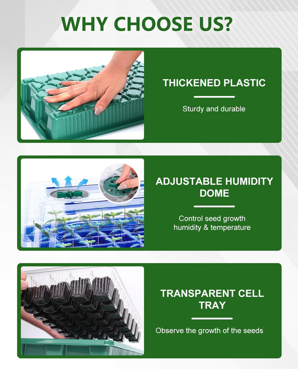 joyhalo clear 40-cell tray showing drainage holes and reusable design