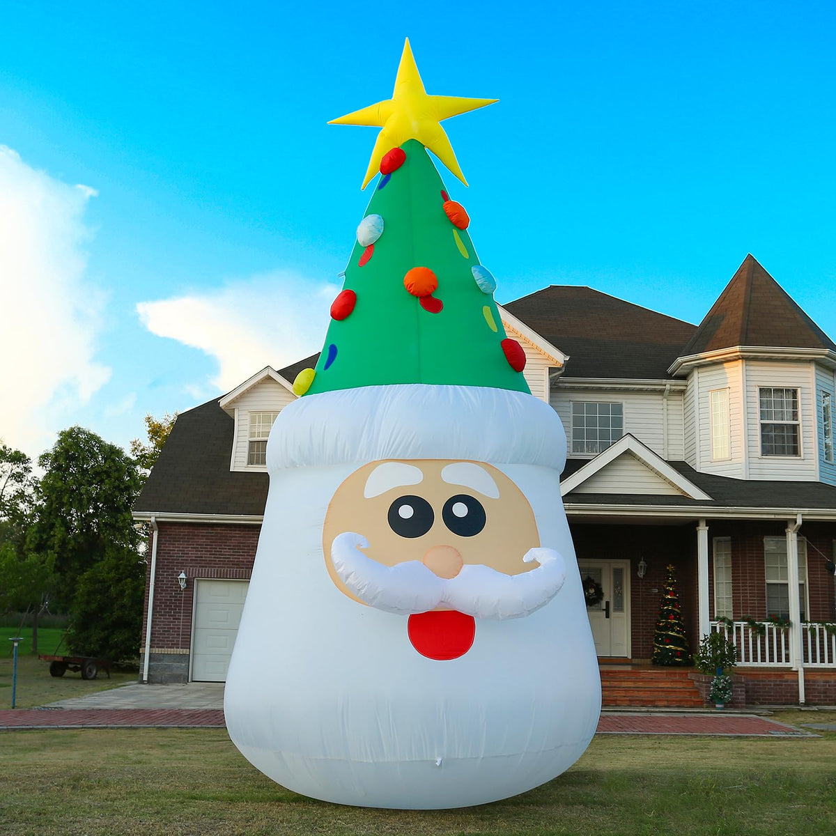 joyhalo front view of inflated tree showing bright festive display and curb appeal