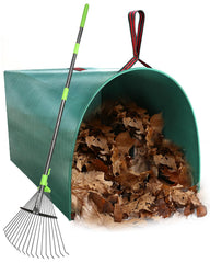 joyhalo front view of rake and bag showing complete set and easier cleanup