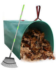 joyhalo front view of rake and bag showing complete set and quick cleanup benefit