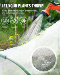joyhalo hoops installed over a raised bed protecting seedlings from pests