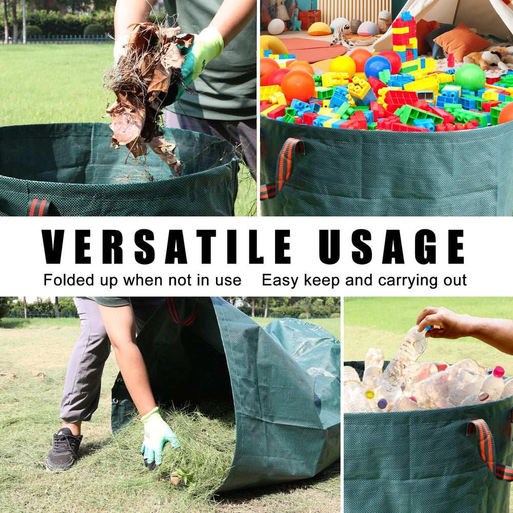 joyhalo bag in use collecting leaves for faster yard cleanup