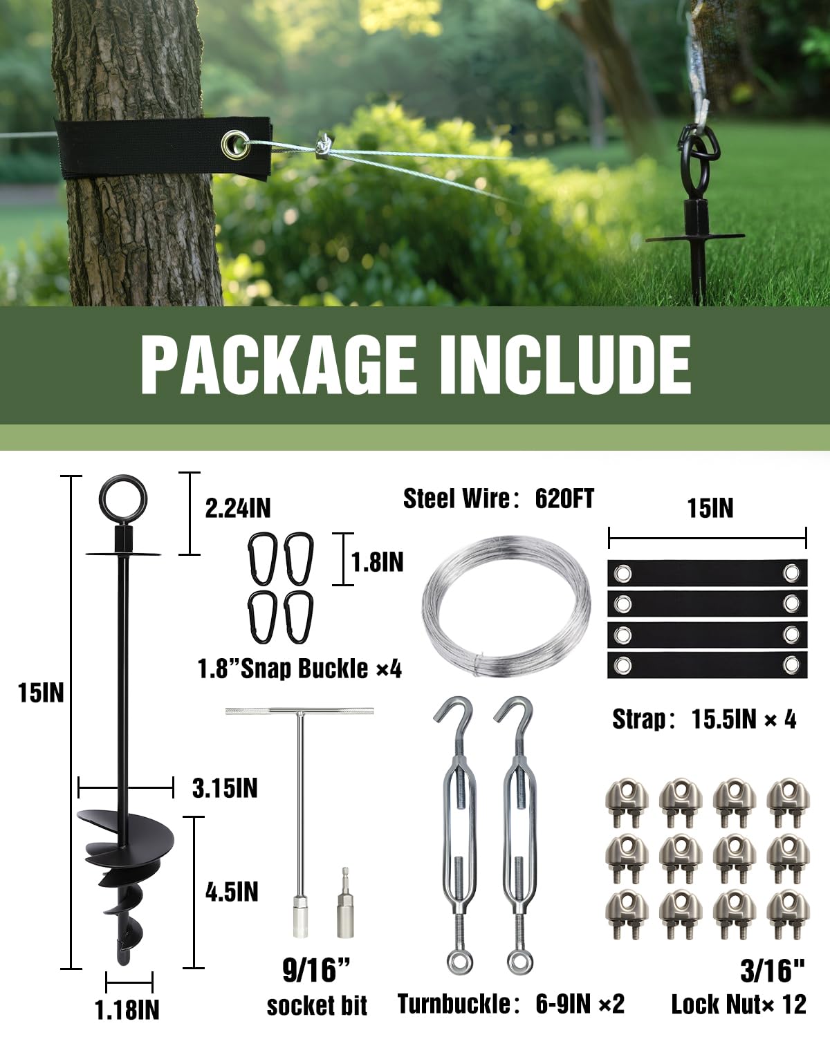 joyhalo installation with support wire stabilizing tree against wind