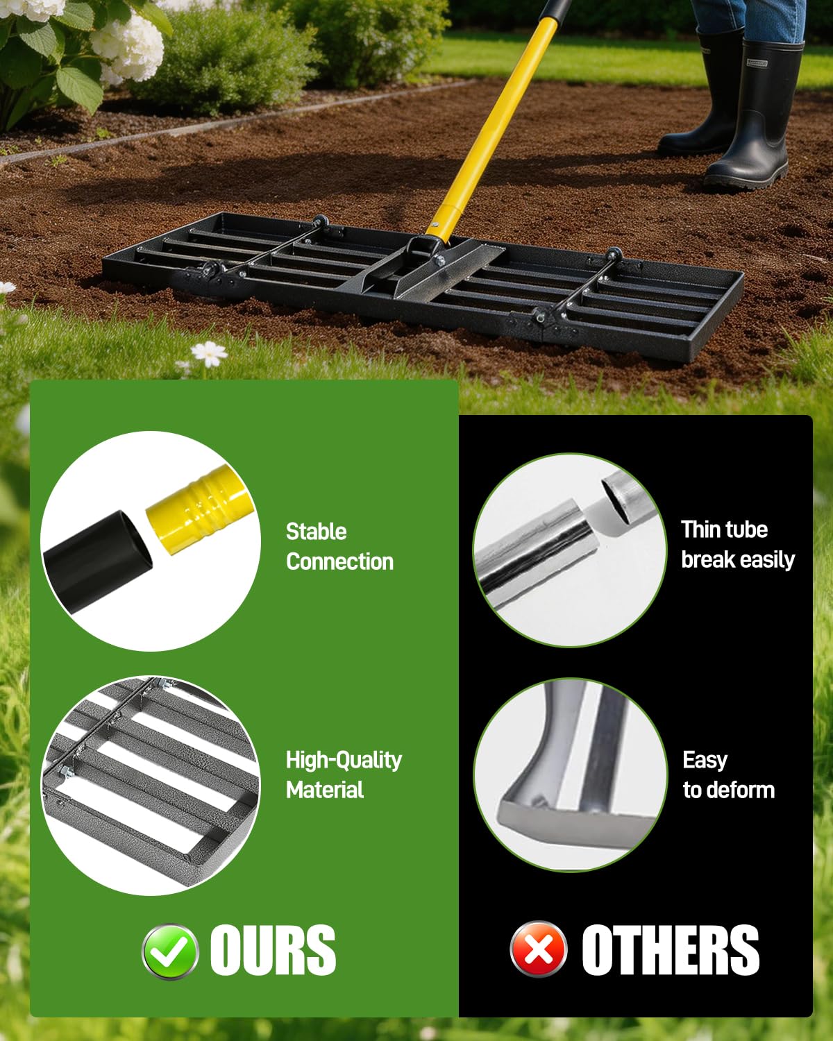 joyhalo rake gathering leaves on turf for quick debris removal and clean lawn appearance