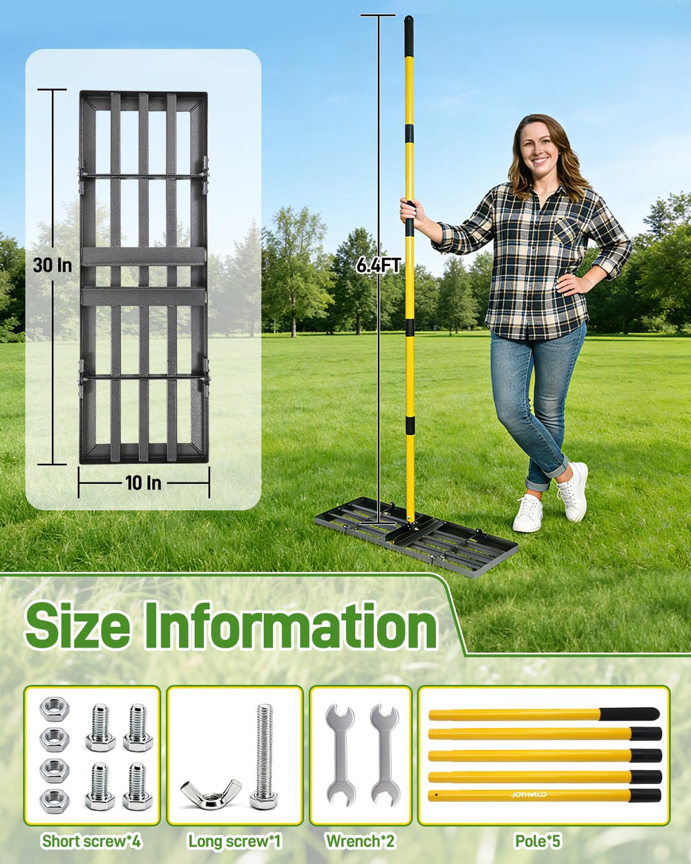 joyhalo close-up of stainless steel rake head highlighting rust-resistant tines for long life