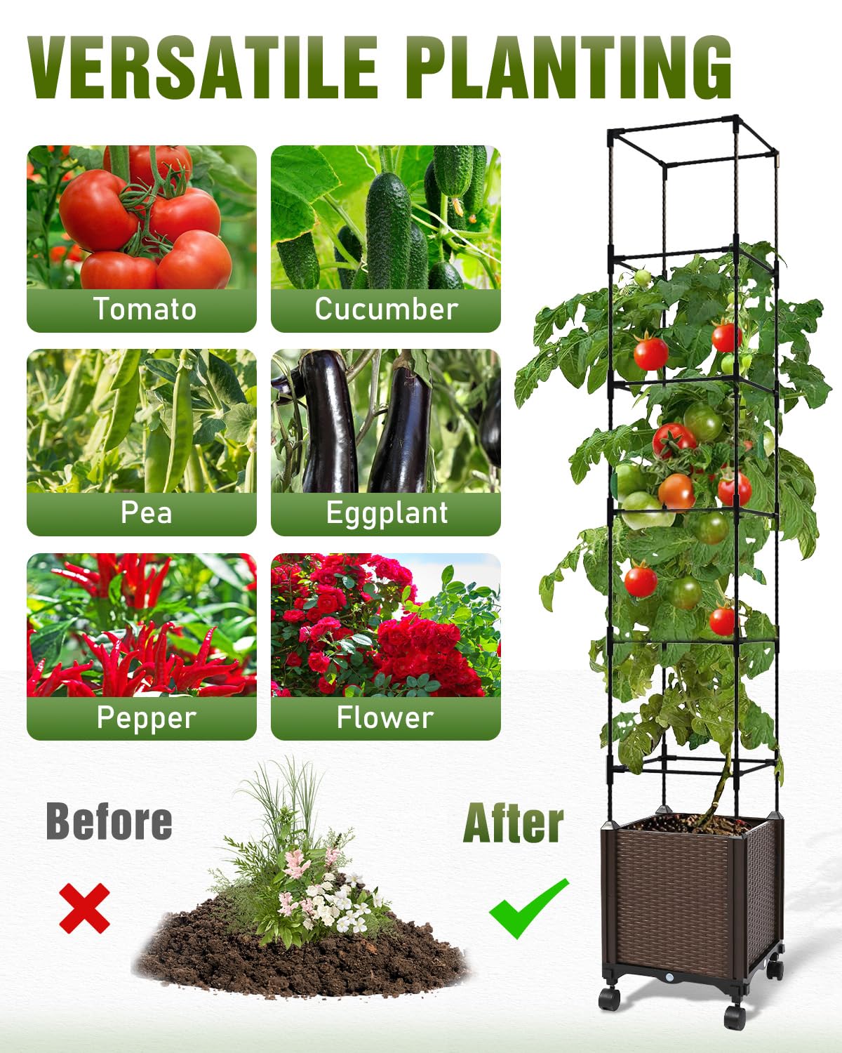 joyhalo planter next to a chair for scale showing roomy 7.2-gallon planting capacity