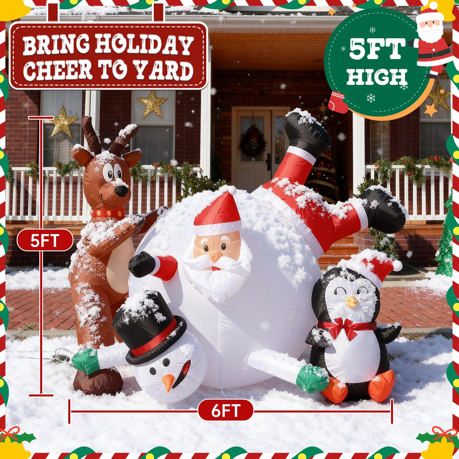 joyhalo side profile showing Santa, snowman, penguin and reindeer