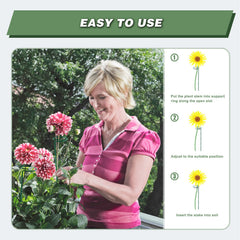 joyhalo stake with twist tie securing stem, easy adjustable support
