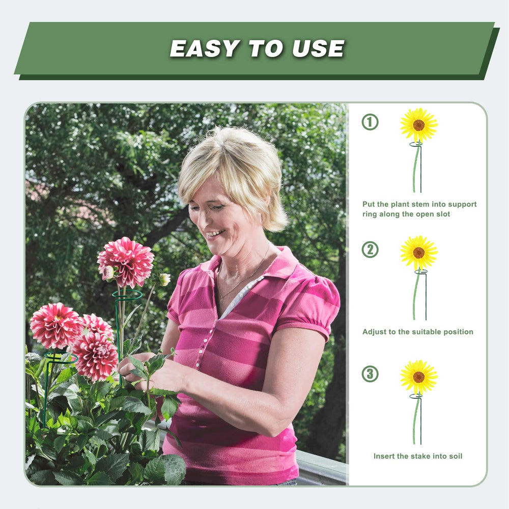 joyhalo stakes installed in flowerbed preventing drooping
