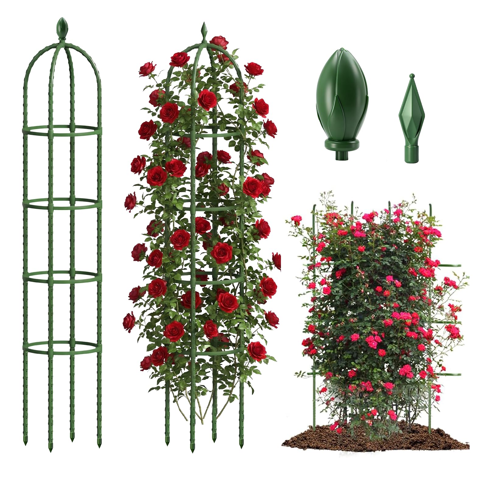 joyhalo trellis front packaging showing two green supports and decorative tops increasing curb appeal