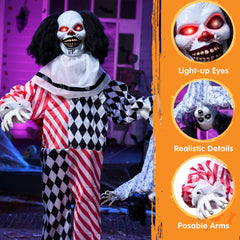 JOYIN clown placed in yard at night creating dramatic haunted atmosphere