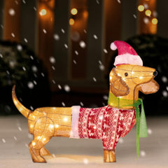 JOYIN dachshund front view glowing lights for festive curb appeal