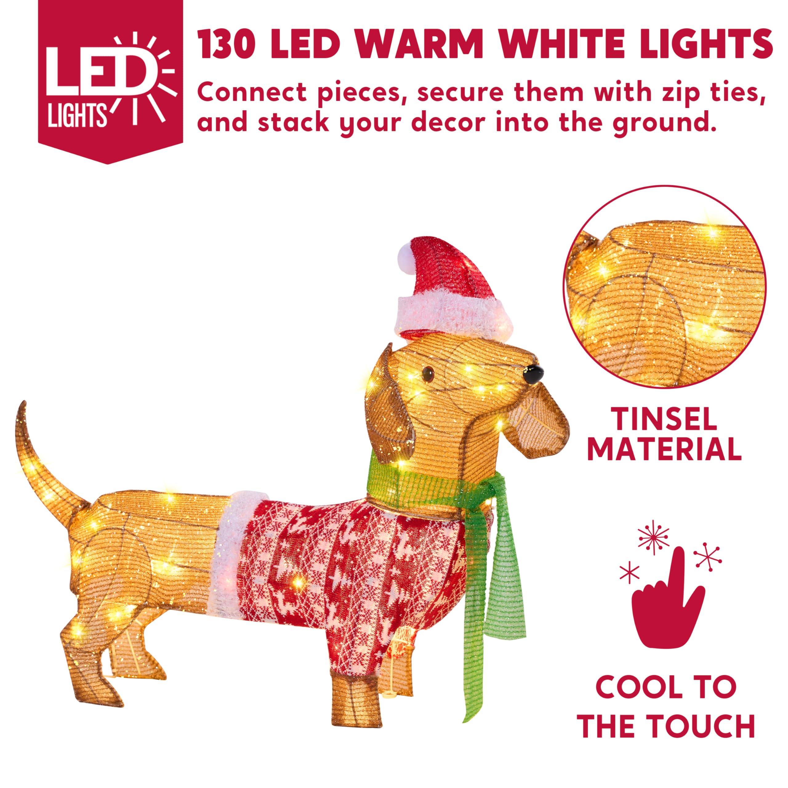 JOYIN dachshund scarf and Santa hat detail adding holiday personality