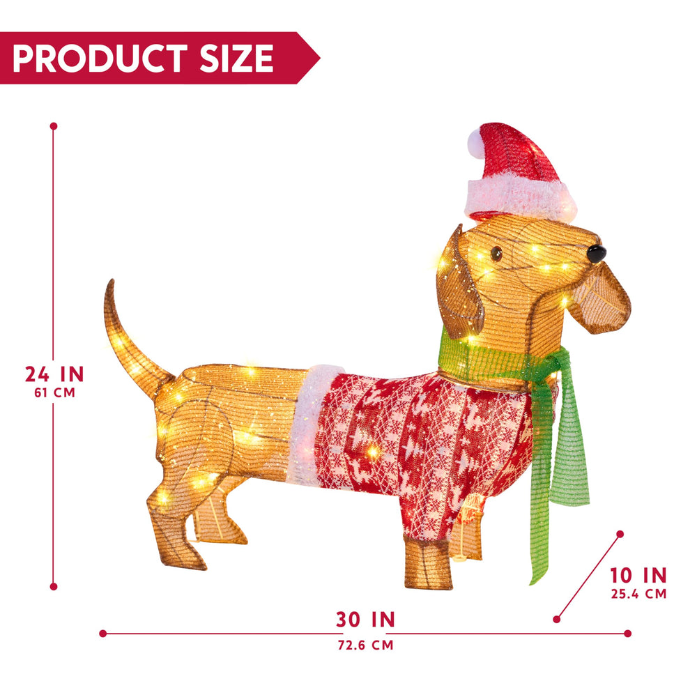 JOYIN dachshund side profile showing warm LED outline and charm