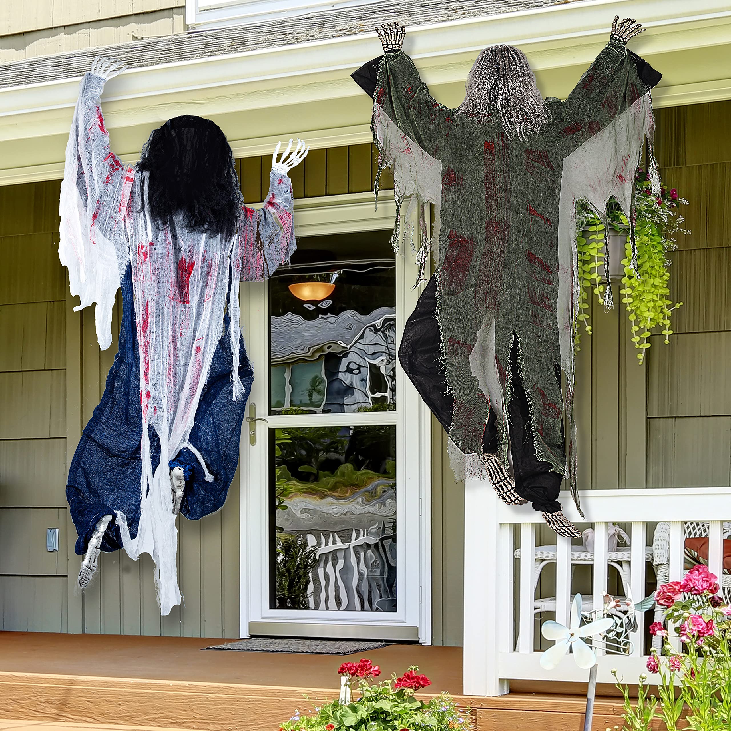 JOYIN front-facing climbing zombie prop showing lifelike pose and spooky curb appeal